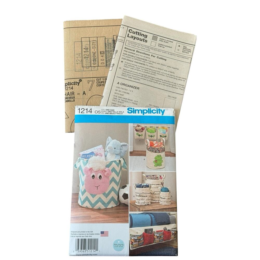 Simplicity 1214 Uncut Sewing Pattern Storage Bins Organizers Toy Kids Room